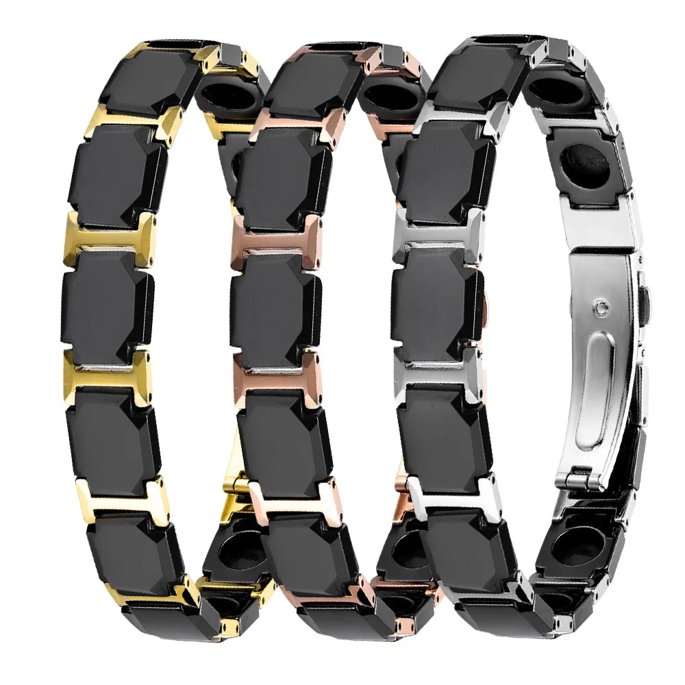 European American Jewelry Magnetic Bracelet Light Luxury Black Ceramic Bracelet Hematite Magnetic Therapy Bracelet for Unisex