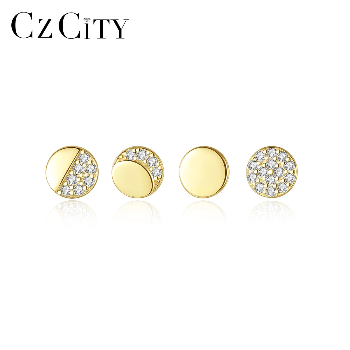 CZCITY Women Earrings Sets Stud 2026 Classical Round 925 Sterling Pave Clear Zirconia Girl Earrings Sets
