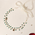 Bohemian Green Crystal Bridal Headband Rhinestone Flower Handmade Wedding Prom Party Girls Hair Vine
