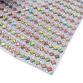 24*40cm Self-Adhesive Rainbow Glass Rhinestone Sheet for Bags Garments Shoes-Decorative Crystal Rhinestone Mesh