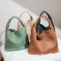 Hot Sale Women's Neoprene Large Capacity Hand-Woven Tote Bag New Trendy Underarm Shoulder Bag Open Closure Polyester Lining