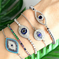 Wholesale Hot Selling Trendy Jewelry Silver Plated Classic Women's Bracelet Blue Devil's Eye Zircon Adjustable Gift Bracelet