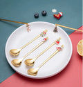Christmas Teaspoons With Xmas Pendant 6pcs Stainless Steel Gold Stirring Spoon Set