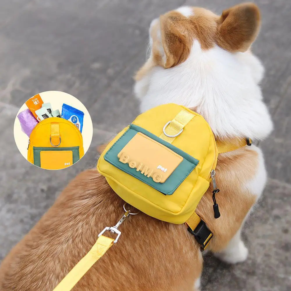New Fashion Design Pet Snack Storage Bag with Leash Large-capacity Multifunctional Dogs Backpack Adjustable Harness