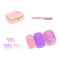 Self-Grip Plastic Hair Curler with Leather Storage Bag DIY Hairdressing Roller and Folding Brush for Home Use