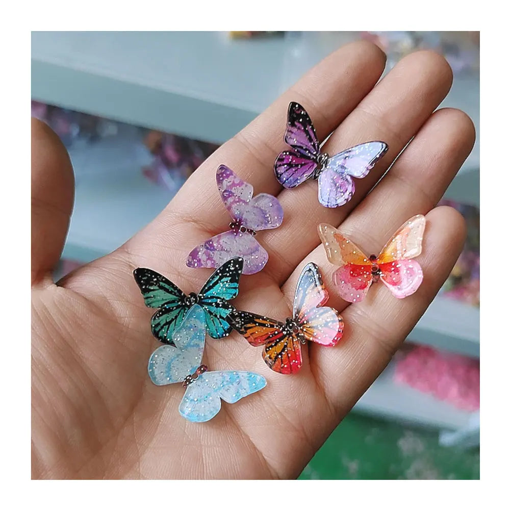 Planar Resin Butterflies Flatback Cabochon Crafts Ornament Jewelry Making Bag Pen Hair Accessories