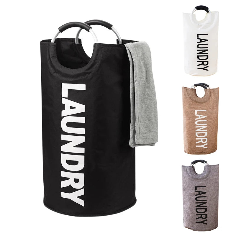 Modern Foldable Canvas Laundry Hamper Collapsible Storage Washing Box Bathroom Cloth Folding Handles for Housekeeping