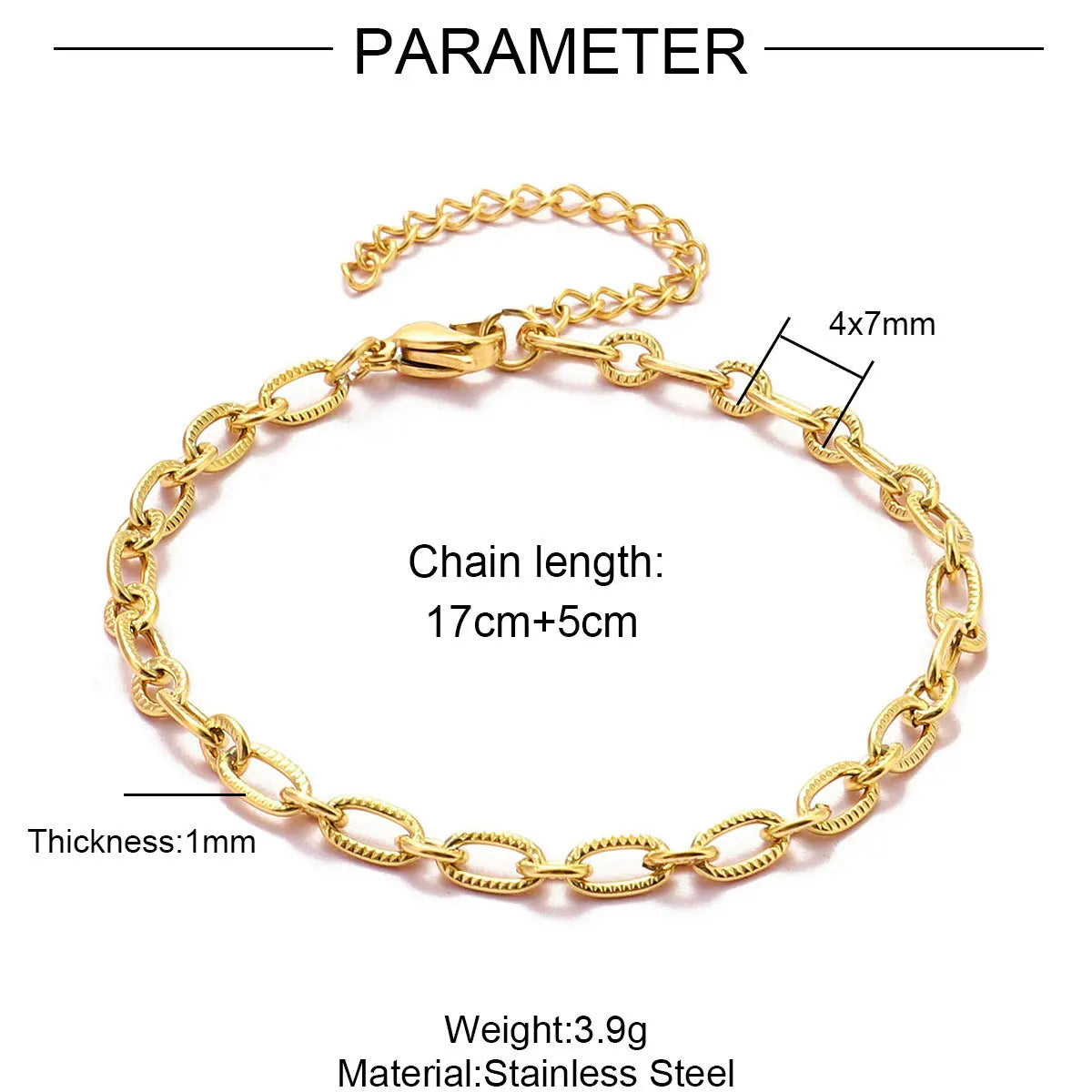 Wholesale 18K Gold Plated Stainless Steel Paper Clip Chain & Link Bracelets for  DIY Charm Bracelet