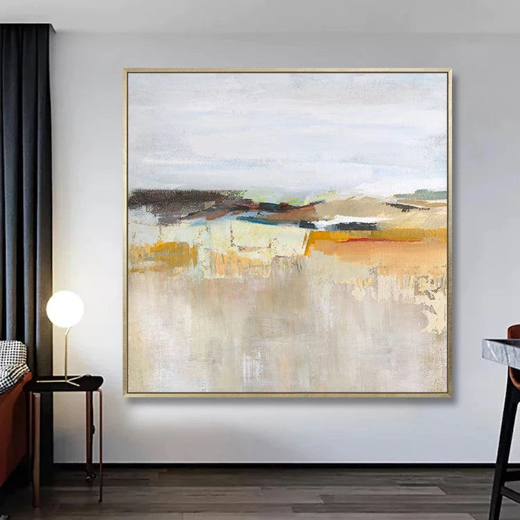 Hand Made Acrylic Colorful Artwork Modern Wall Art Decoration Landscape Picture Yellow Panel Abstract Style Painting High