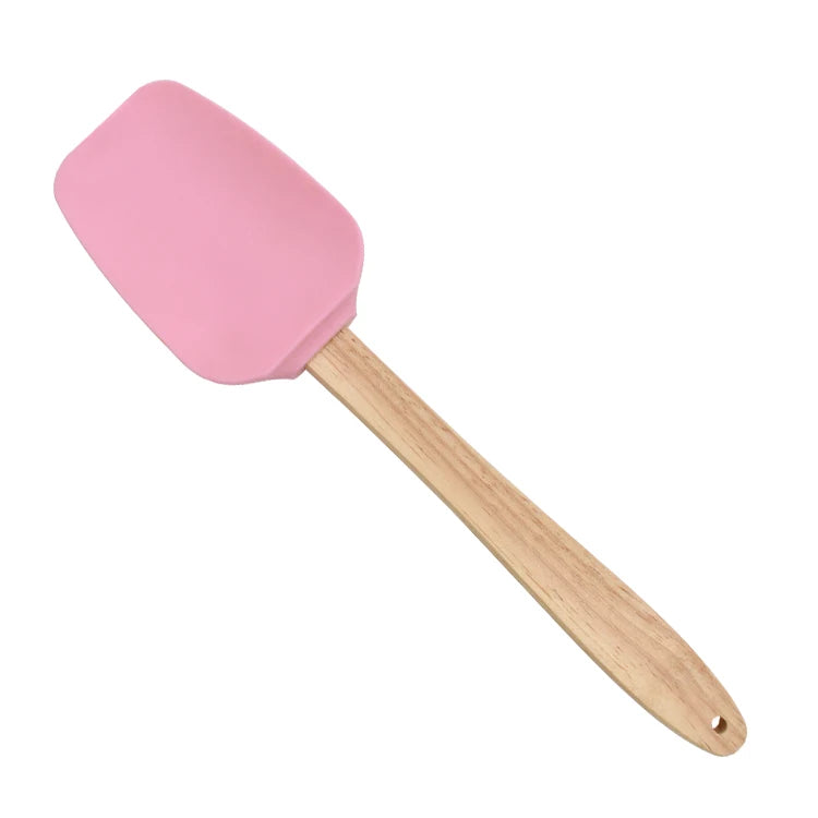 Kitchen Accessories Silicone Spatula Wooden Handle Non-Stick Baking and Cream Spreading Tool for Home Kitchen Cooking