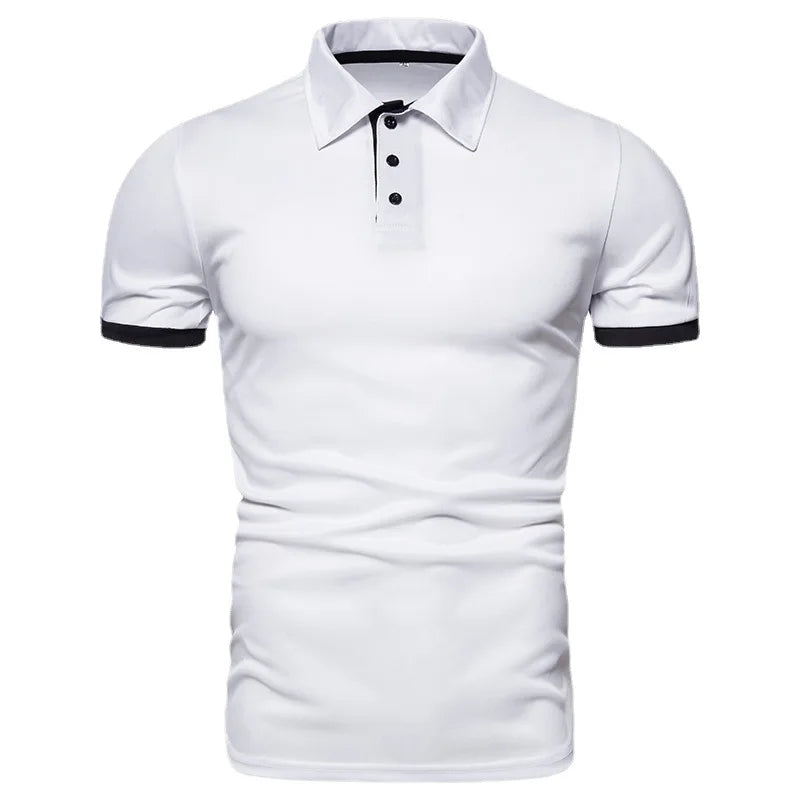 Spring Summer New Fashion Business Casual Lapel Anti-Pilling Men's Solid Color Short Sleeve Polo Shirt