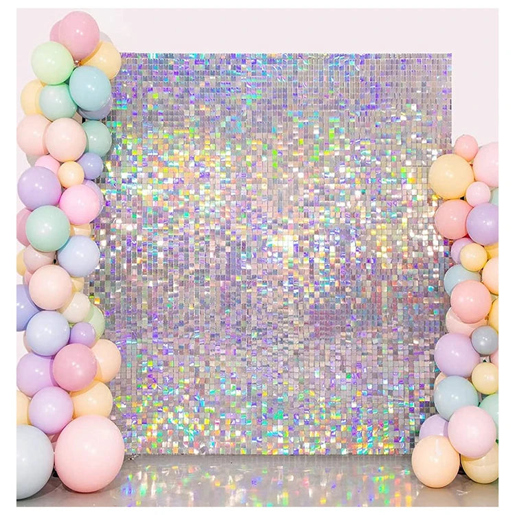 S818 Wholesale Outdoor Colorful Sequin Round Square Sequins Backdrop Board Shimmer Wall Panels for Wedding Party Decoration