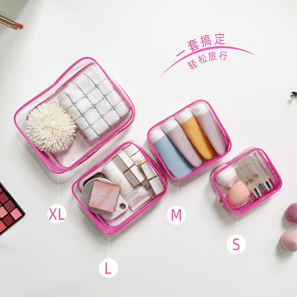 Low MOQ Personalized Hot 9 Colors Transparent Waterproof Beach Zipper Cosmetic Bag Clear Makeup Bag Toiletry Pouch Stock