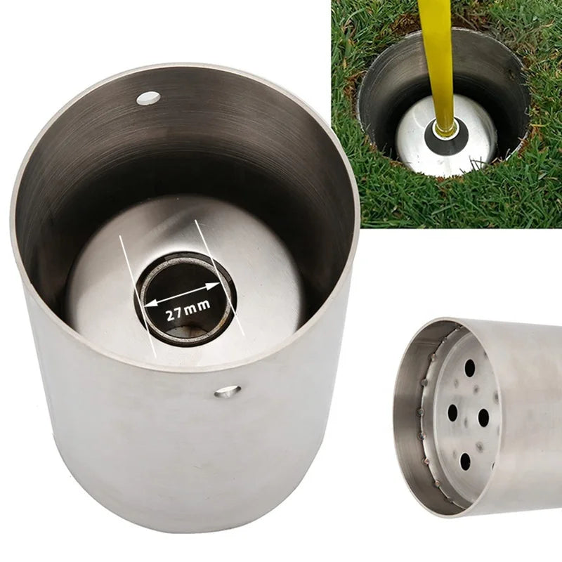 6" Professional Stainless Steel Golf Hole Cup - Heavy-Duty Backyard Training Aid  for Putting Green Practice