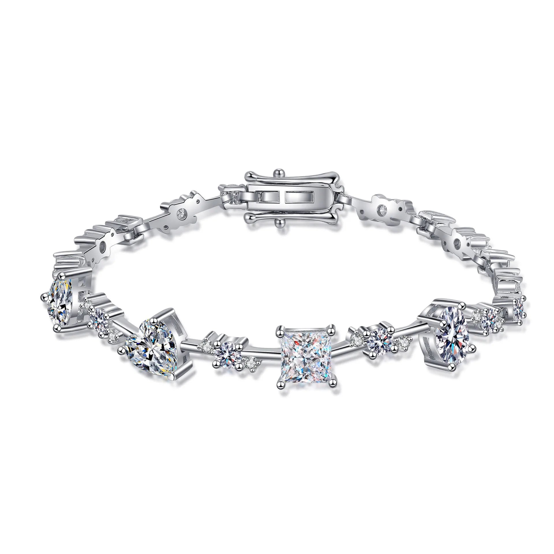 925 Sterling Silver Bracelet for Women Full Moissanite Shaped Bracelet Niche Hand Jewelry Platinum Plated Pt950 Spot Wholesale
