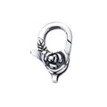 Oxidized Sterling Silver Rose Floral Lobster Clasp Romantic Flower Jewelry Findings for Bracelet