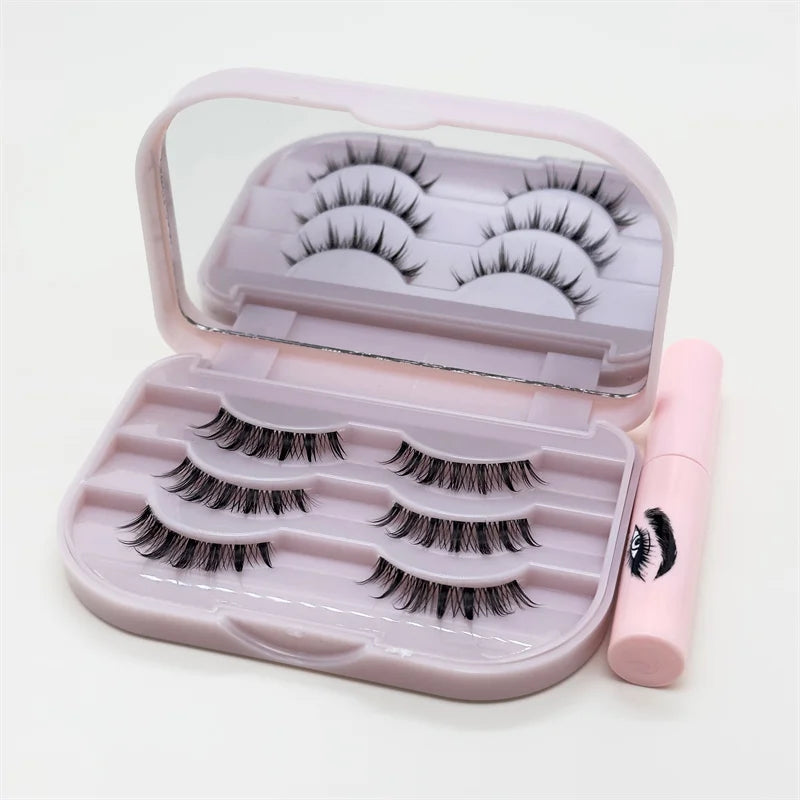 SL Wholesale5 Pairs Short 12MM 14MM Faux Mink Lashes Natural Clear Band Manga Individual False Eyelashes Vendor