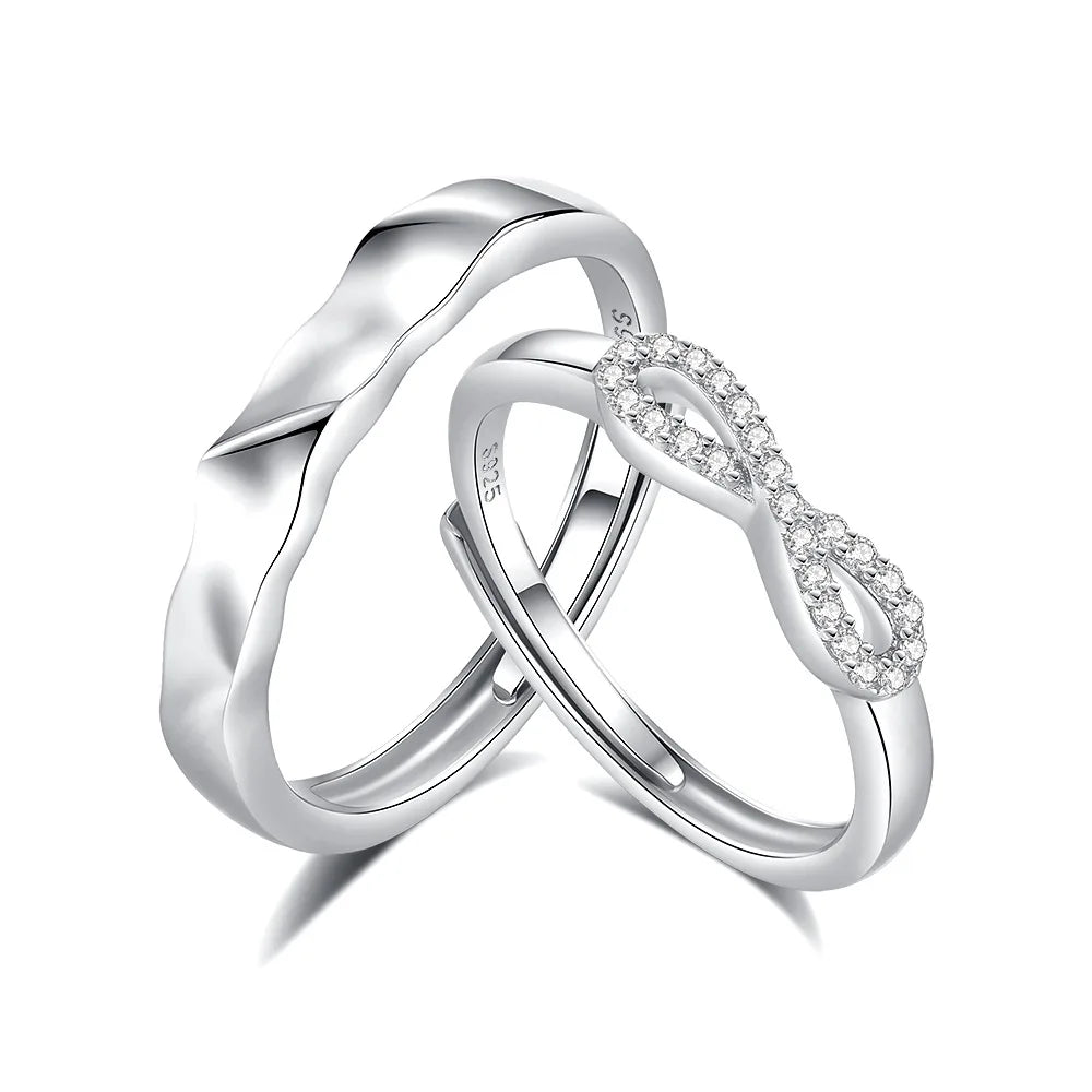 FDJZ-149 Exquisite Silver Rings Adjustable Men's & Women's Pair for Engagement Wedding Fashionable Jewelry Accessory Wholesale
