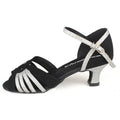 New Arrival Latin Salsa Ballroom Dance Shoes for Women 5cm Heel Black Suede Glitter for Dancing Sports