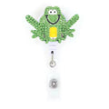 Wholesale Jotome YLK252CT Metal Alloy Green Rhinestone Frog Retractable Pull Reel Badge Holder for ID Badge & Key Ring