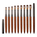 Custom logo 100% Kolinsky Sable Hair Wood Color Handle Crimped Acrylic Nail Art Brush with Lid