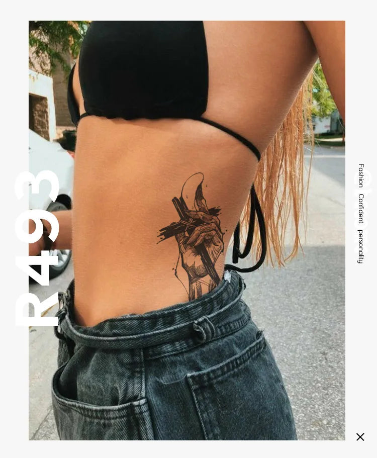 Cool Women Men Fashion Tattoo Design Customize Tiktok INS Popular Temporary Waterproof Eco-Friendly Tattoo Sticker Supplier
