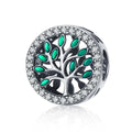 2022 Fashion 925 Sterling Silver Green Life Tree Beads Fit Charm Bracelet Necklace Pendant for Women Party Jewelry SCC1095