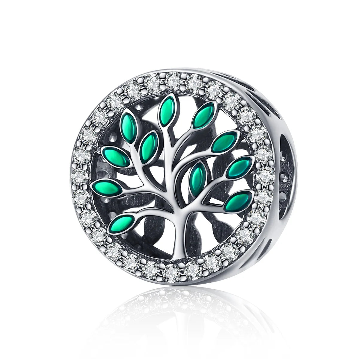 2022 Fashion 925 Sterling Silver Green Life Tree Beads Fit Charm Bracelet Necklace Pendant for Women Party Jewelry SCC1095