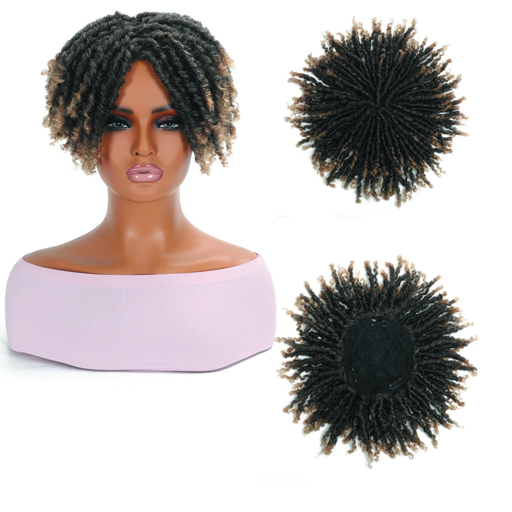 6 Inch Dreadlock Hair Toppers for Women Short Synthetic Dreadlocks Hair Pieces Toupee Afro Hair for Women and Men Topper