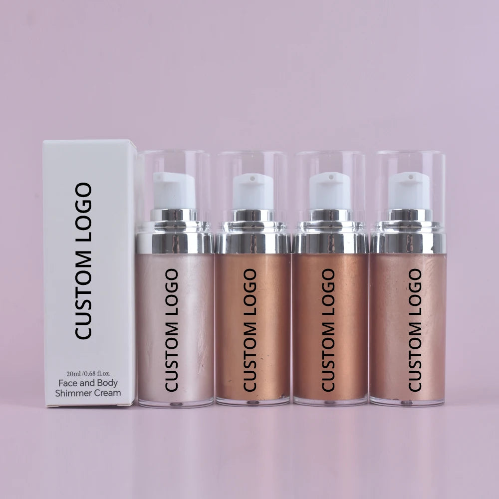 Best Selling Highlight Face Body Luminizer Shimmer Cream Vegan Makeup Custom Logo Liquid Highlighter