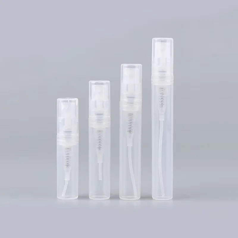 Wholesale Mini Clear Thin Sample Plastic Perfume Bottles 2ml 3ml 4ml 5ml 8ml 10ml Empty Snap Vials with Pump Sprayer Seal