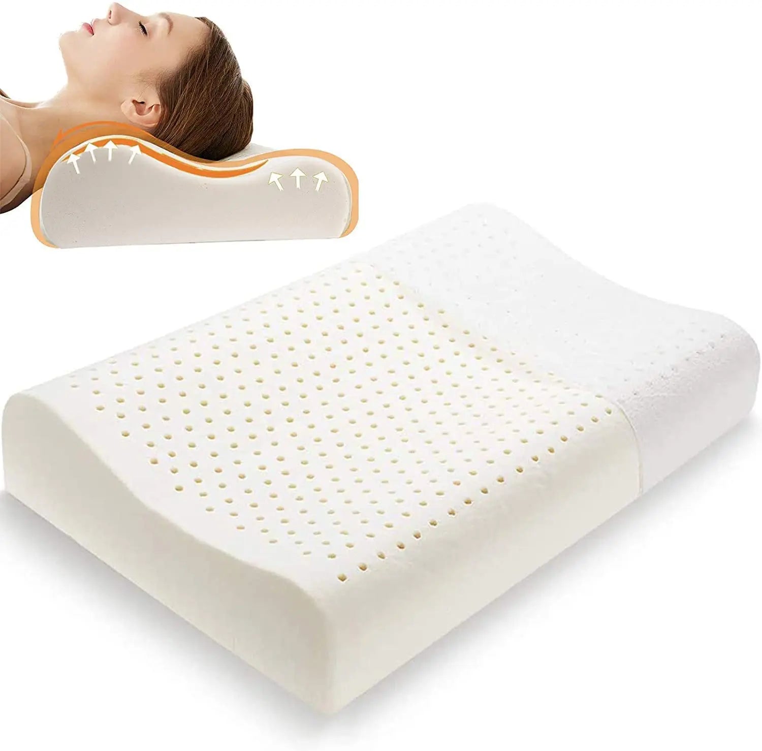 Kingworth Soft Comfortable Washable Thick Deep Sleep Grid Bolster 100 Natural Latex Pillow Contour Latex Pillows for Sleeping