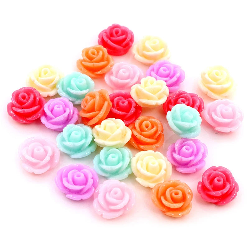 40pcs/lot 12mm Mixed Multi-Colors Flatback Resin Flower Floral Cabochons Cameo Dome DIY Jewelry Making Findings Supplies