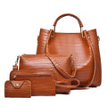 Flower Embroidered 3 Pcs Shoulder Bag Sets Women Designer Leather Handbag Ladies Hand Bag