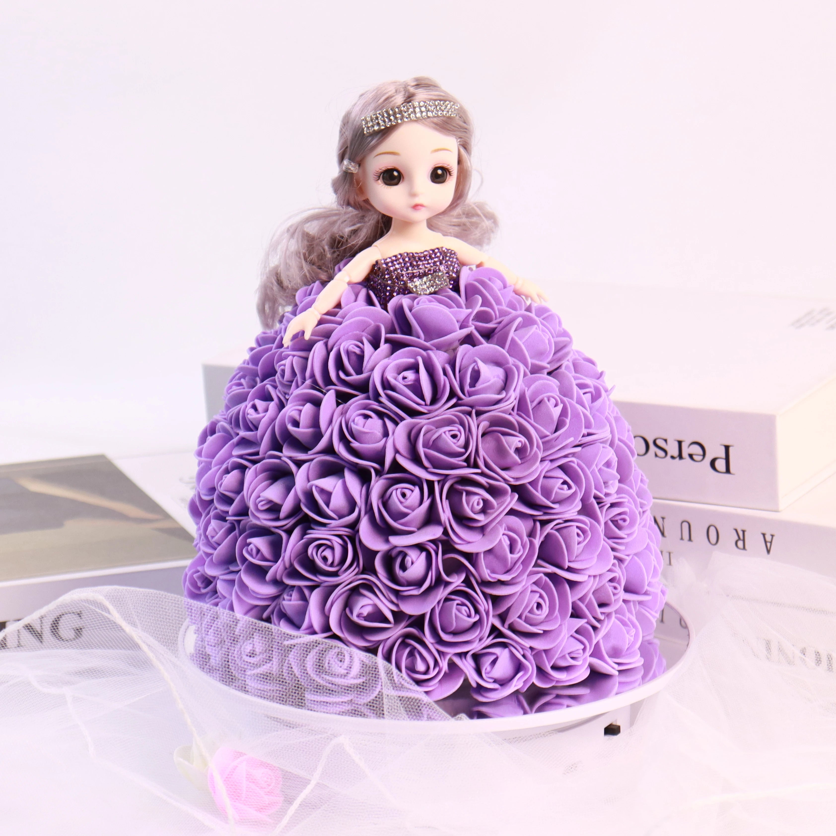 2023 Hot Sale Artificial Flower Wholesale Valentine Christmas Gift Foam Flower Rose Doll Pearl Bear Gift Package Box