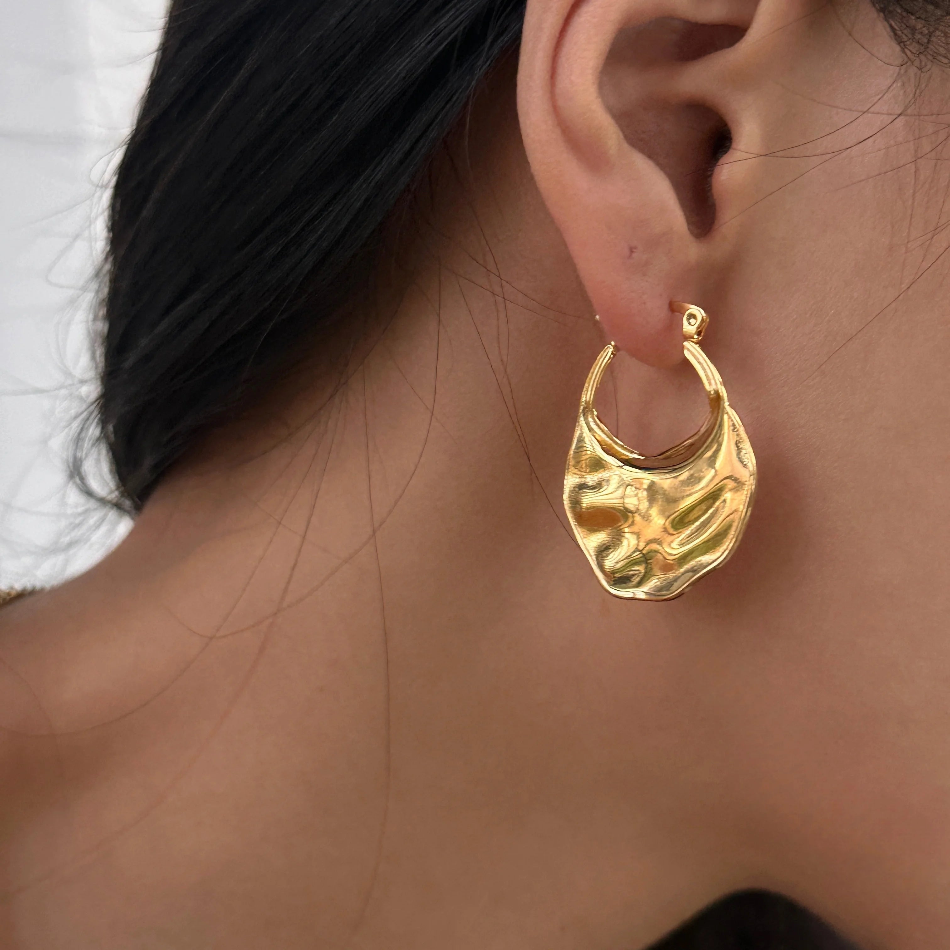 2024 Dazan 18k Gold Plated Unique Hypoallergenic Stainless Steel Ruin Design Irregularly Vintage Banquet Earrings for Women