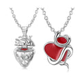Red Hearts and Snakes Openable Pendants for Necklace Authentic 925 Sterling Silver CZ Pendant for Women Fine Necklaces Jewelry