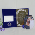 Creative Laser Cut Mirror Acrylic Cards Luxury Navy Velvet Wedding Hardcover Invitations Fairy Animal Love Themes White Foil