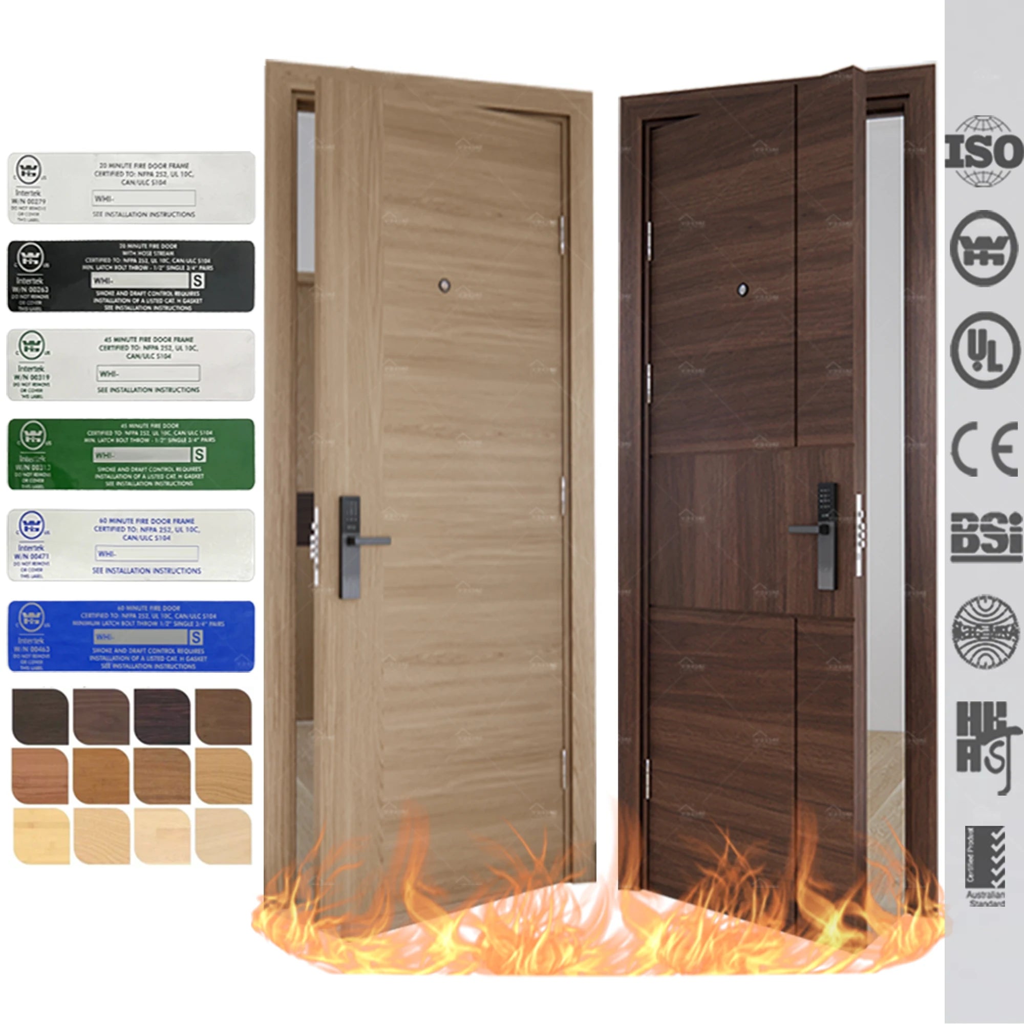China Top Manufacturer Foshan Building Materials Door Custom High End Nigeria Interior Door Fire Rated Finish Wooden Fire Doors
