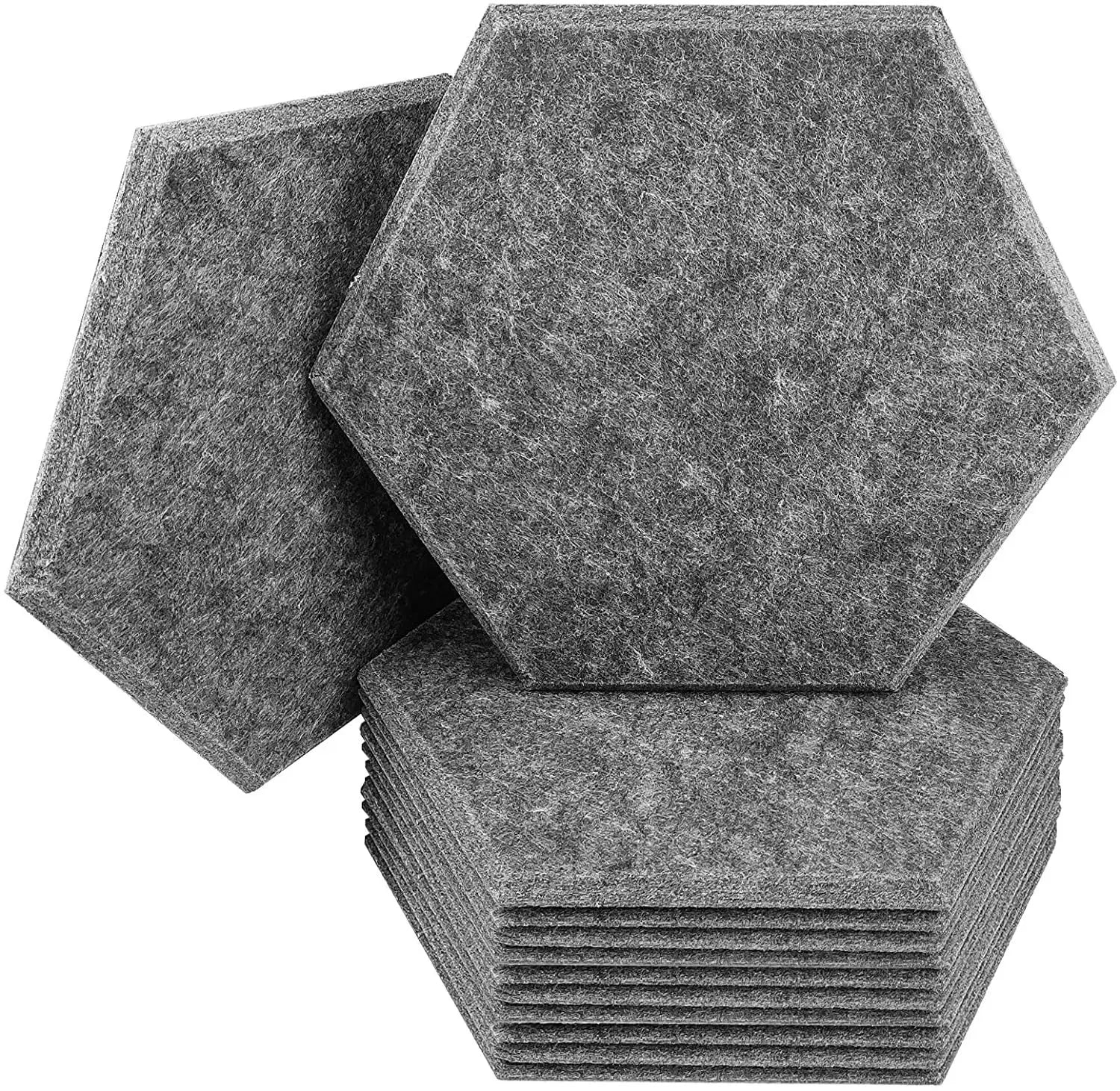 12 Pack Set Art Deco Hexagon Acoustic Absorption Panels 12 X 14 X 0.4 Inches Acoustic Soundproofing Insulation Home Decoration