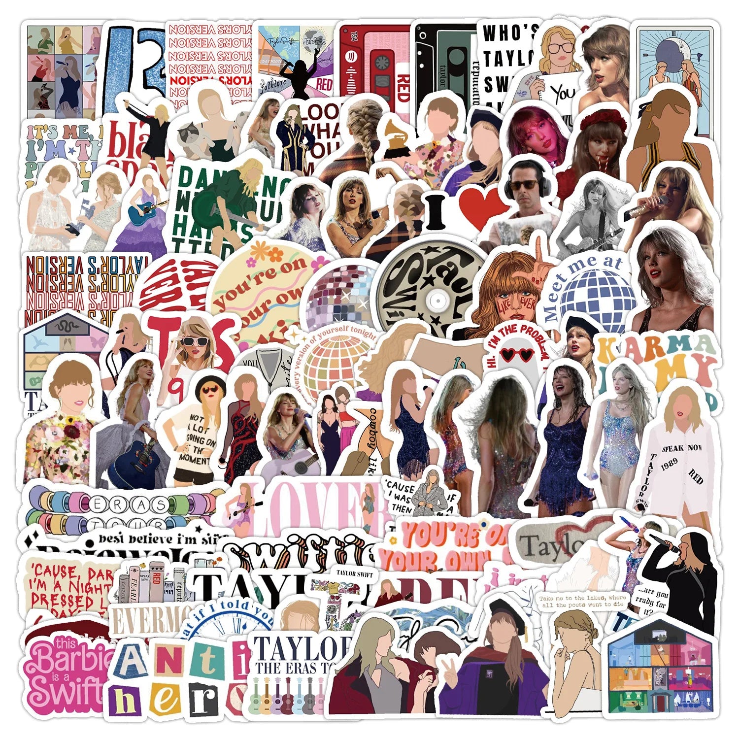 100Pcs Taylor Singer Album Graffiti Stickers for Guitar Bottle Vinyl the Eras Tour Concert Gift Sticker