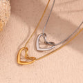 Vintage Gold Plated Snake Chain Stainless Steel Jewelry Hollow Heart Pendant Necklace for Valentine's Day Engagement Party Gift