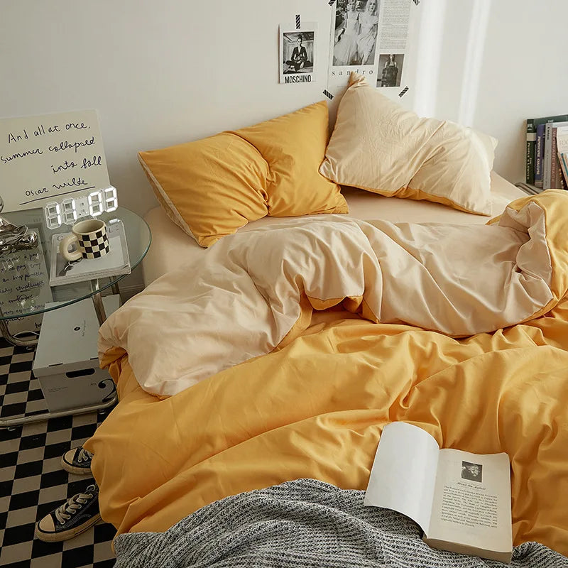Luxury Modern 4-Piece Queen King Bed Linen Set 100% Polyester Breathable Woven Bed Fitted Sheets and Pillowcases