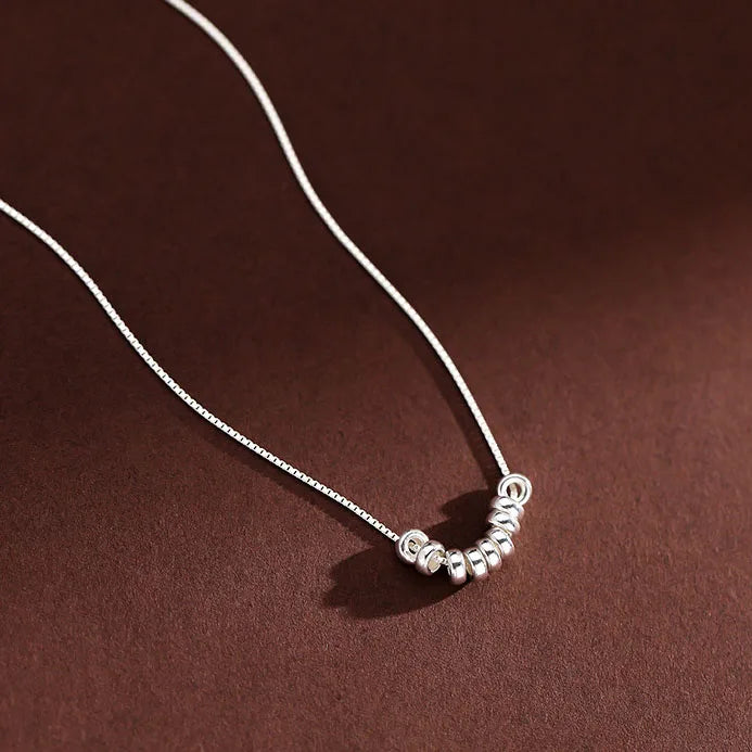 New Design Sterling Silver Good Luck Lucky Plain Nine Beads Beans Pendant Necklace 925 Sterling Silver Bead Ball Necklace