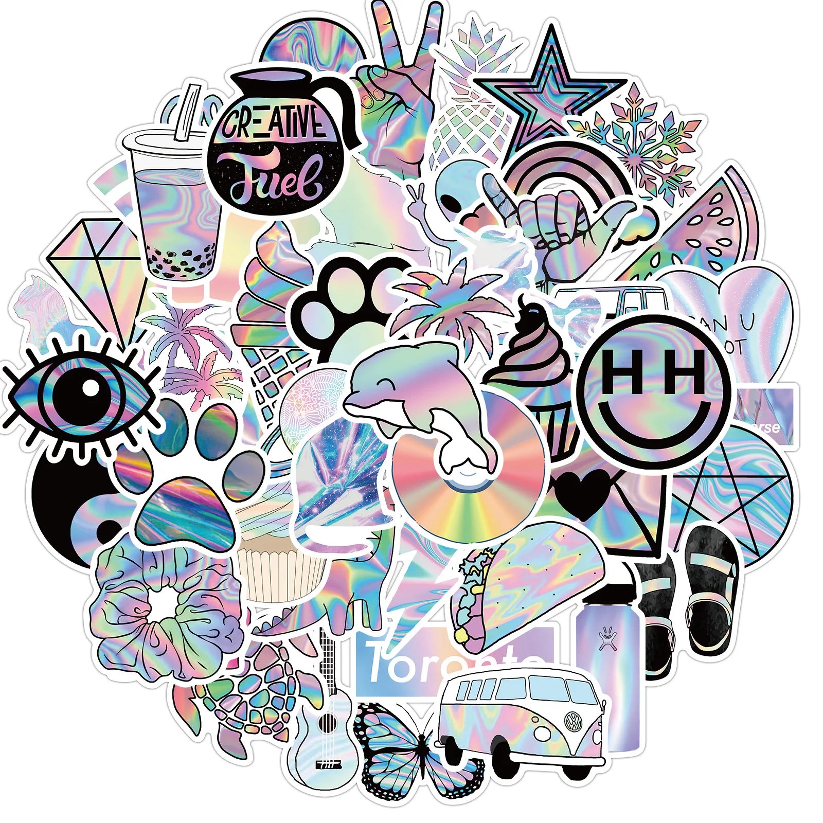 Custom Printing Outdoors Shiny Die Cut Color Changing Sticker Uv Self Adhesive Waterproof Logo Label Die Cut Vinyl Stickers