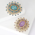 2024 New Arrivals Large Crystal Sunflower Dress Corsage Statement Colorful Rhinestone Geometric Flower Vintage Brooch