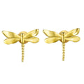 Lotus Fun Wholesale Hand Made Summer 925 Sterling Silver 18k Gold Cute Dragonfly Stud Earrings  Minimalist Animal Women Jewelry