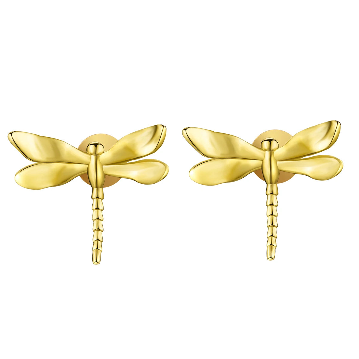 Lotus Fun Wholesale Hand Made Summer 925 Sterling Silver 18k Gold Cute Dragonfly Stud Earrings  Minimalist Animal Women Jewelry