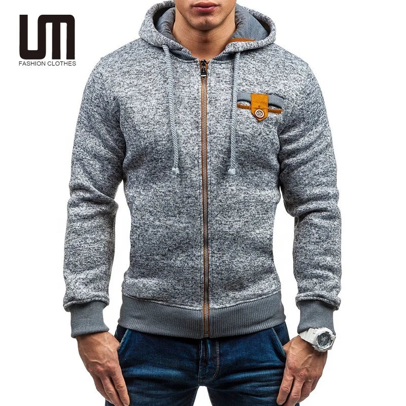 Clearance Sales Customized Logo Wholesale Autumn Men Casual Streetwear Long Sleeve Slim Zipper Hoodie Sweatshirts