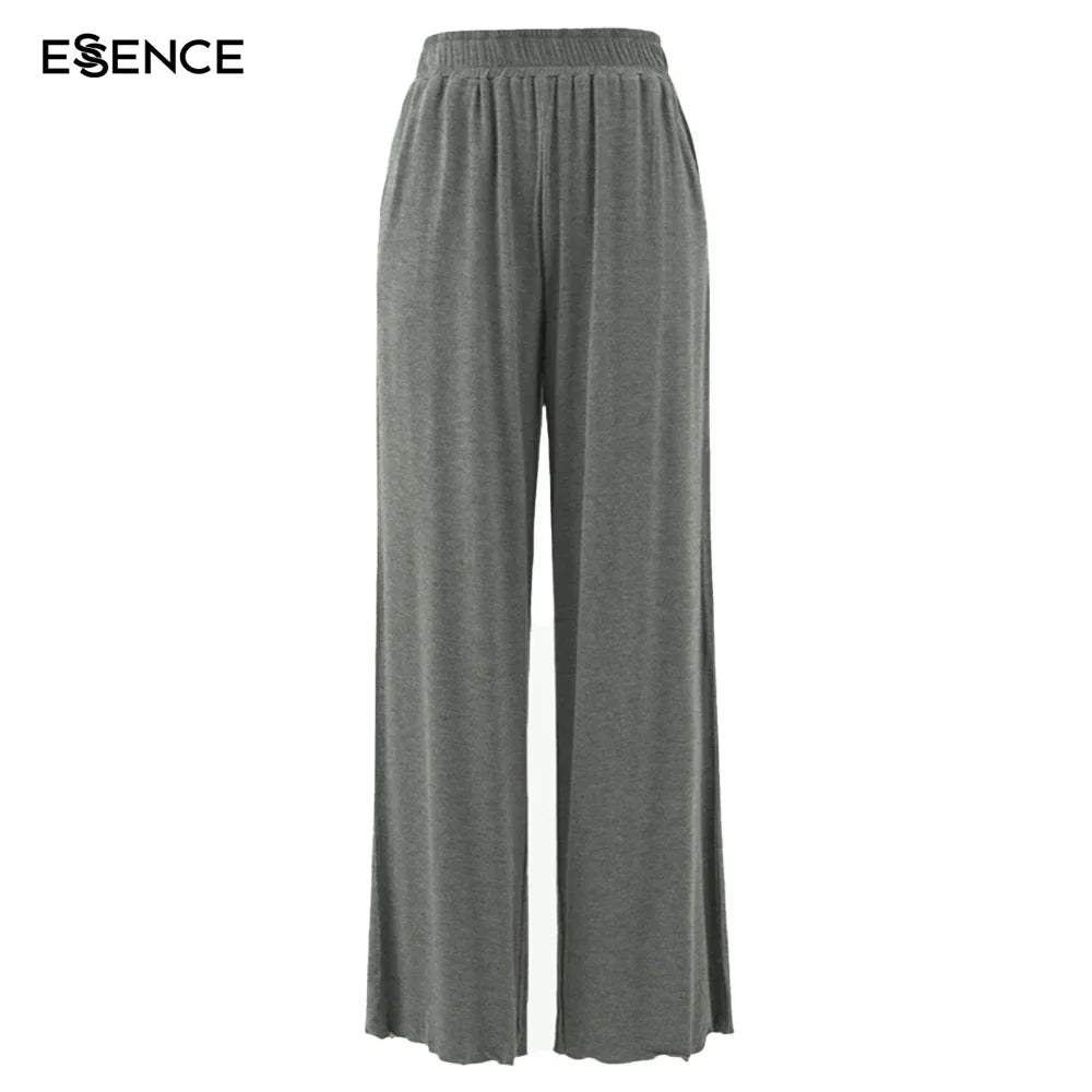 Custom Lounge Wear Ladies Wholesale Knitted  Loose Leg Lounge Pants Bamboo Ribbed Loungewear Womens Leggings